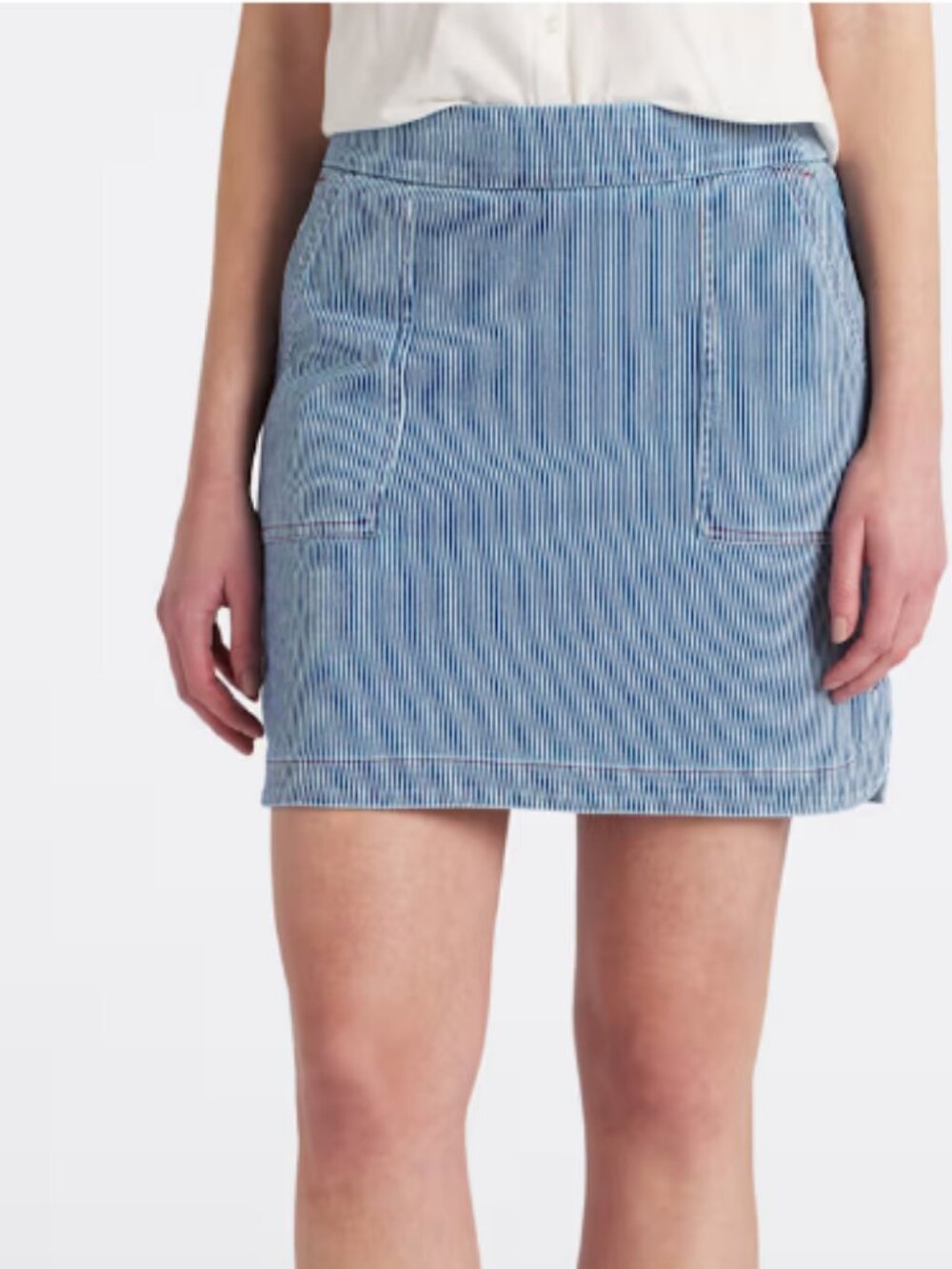 Tribal Blue and White Striped Skort with Red Accent stitching; Size Large; EUC